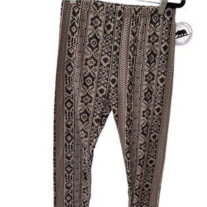 California Citywear Woman's Geometric Leggings‎ One Size New Brown/ BLACK